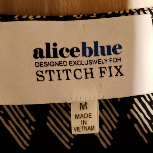Alice Blue For Stitch Fix Womens 3/4 Sleeve Black Aztec Blouse Medium - Picture 6 of 8